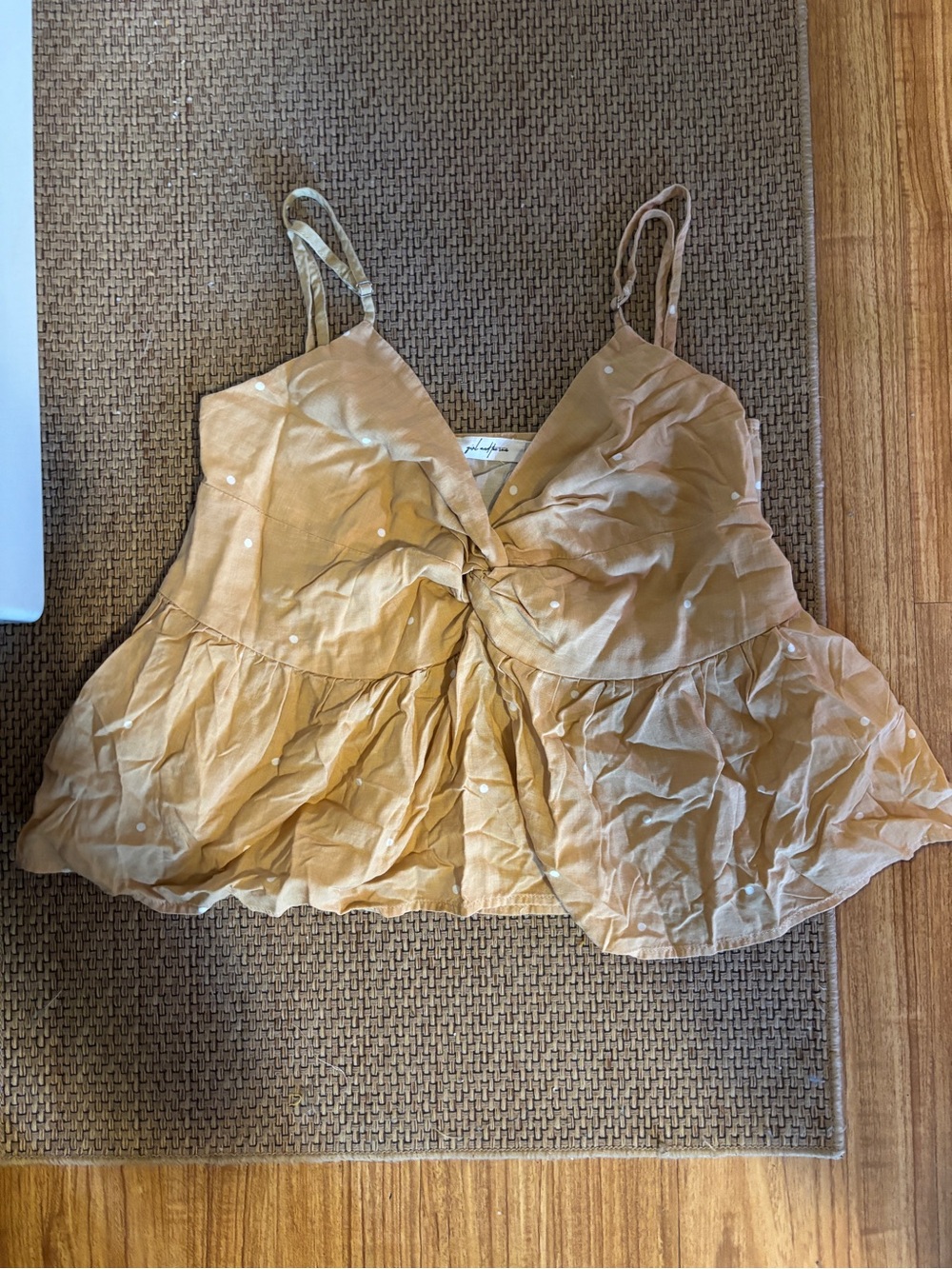 Sleeveless Polka Dot Twist-Front Camisole in Mustard